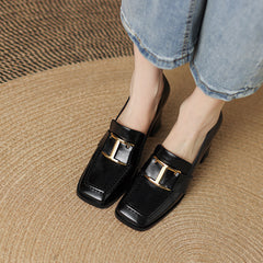 Irie Black Chunky Heel Loafers Newgew