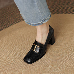 Irie Black Chunky Heel Loafers Newgew