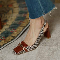 Dara Plaid Slingback Mid Heels NEW GEW