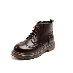 Vintage Preppy-Stil Runde Zehen Brogue Oxford Booties
