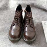 Vintage Preppy-Stil Runde Zehen Brogue Oxford Booties