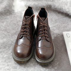 Vintage Preppy-Stil Runde Zehen Brogue Oxford Booties