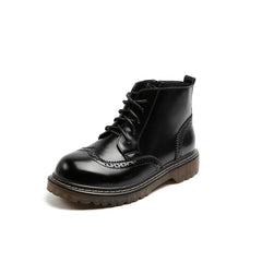 Vintage Preppy-Stil Runde Zehen Brogue Oxford Booties