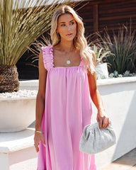 You Are Loved – Maxikleid mit gerüschten Trägern – Lavendel