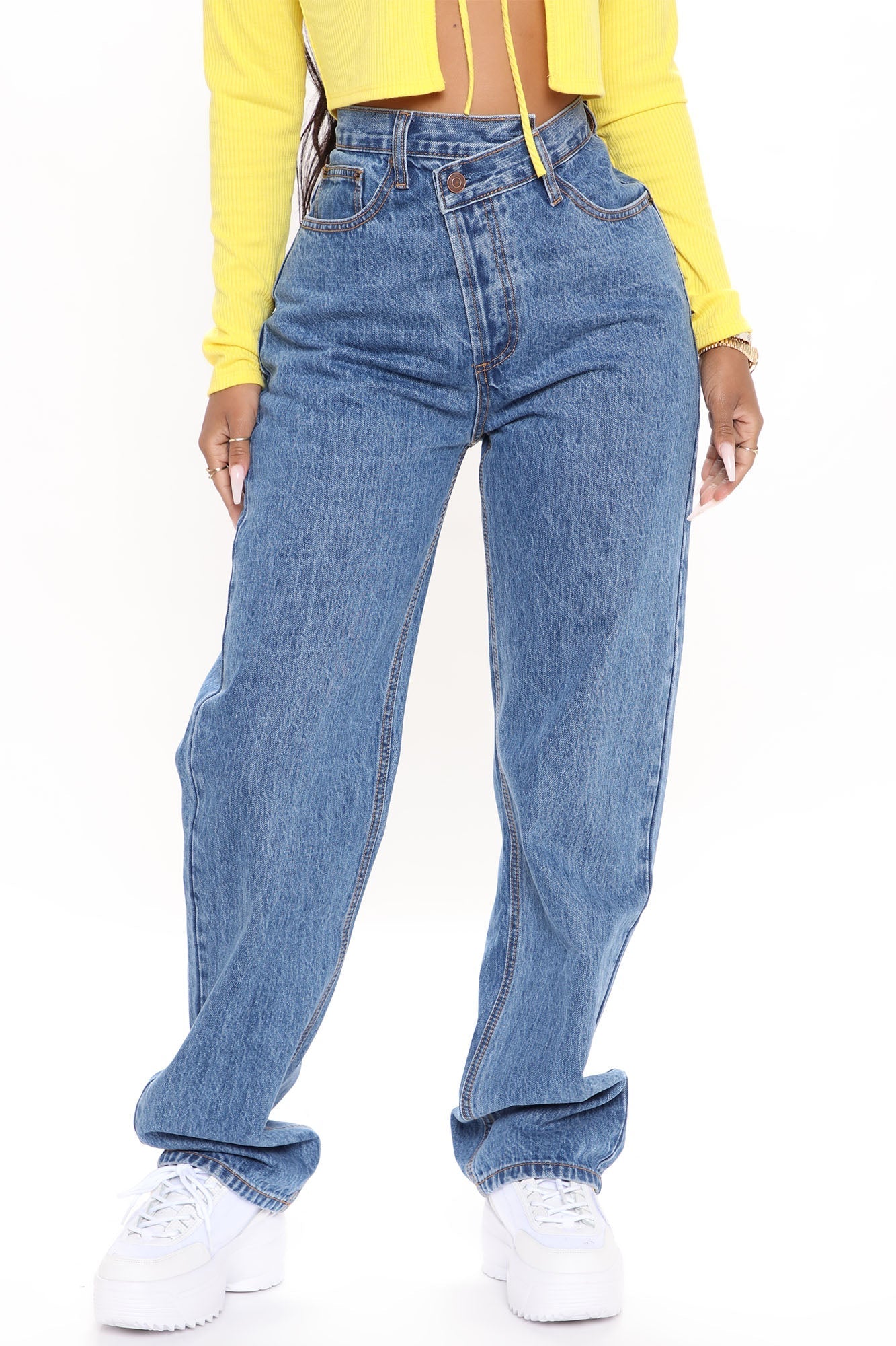 Crossover Straight Leg Jeans - Medium Blue Wash Ins Street