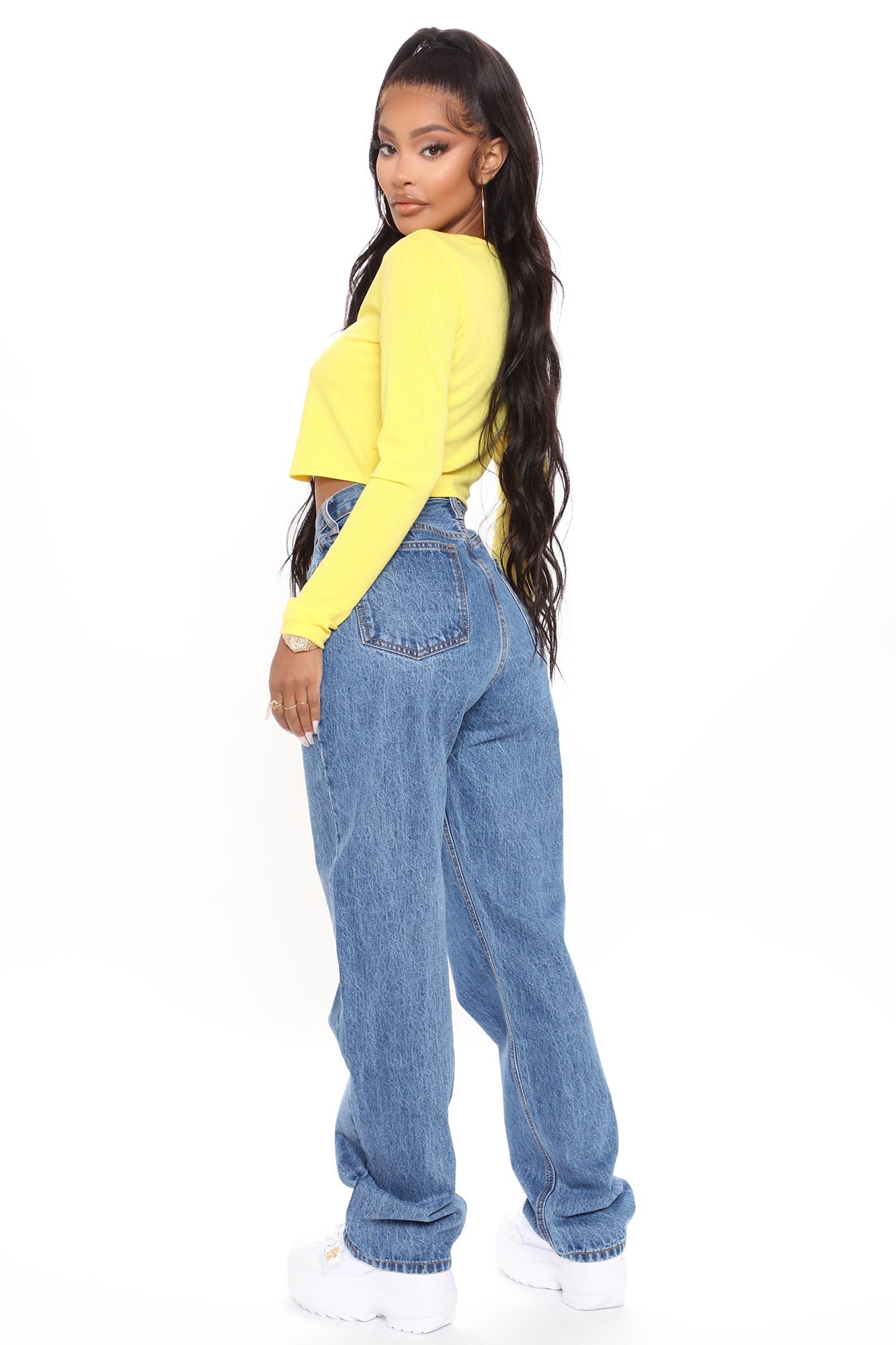 Crossover Straight Leg Jeans - Medium Blue Wash Ins Street