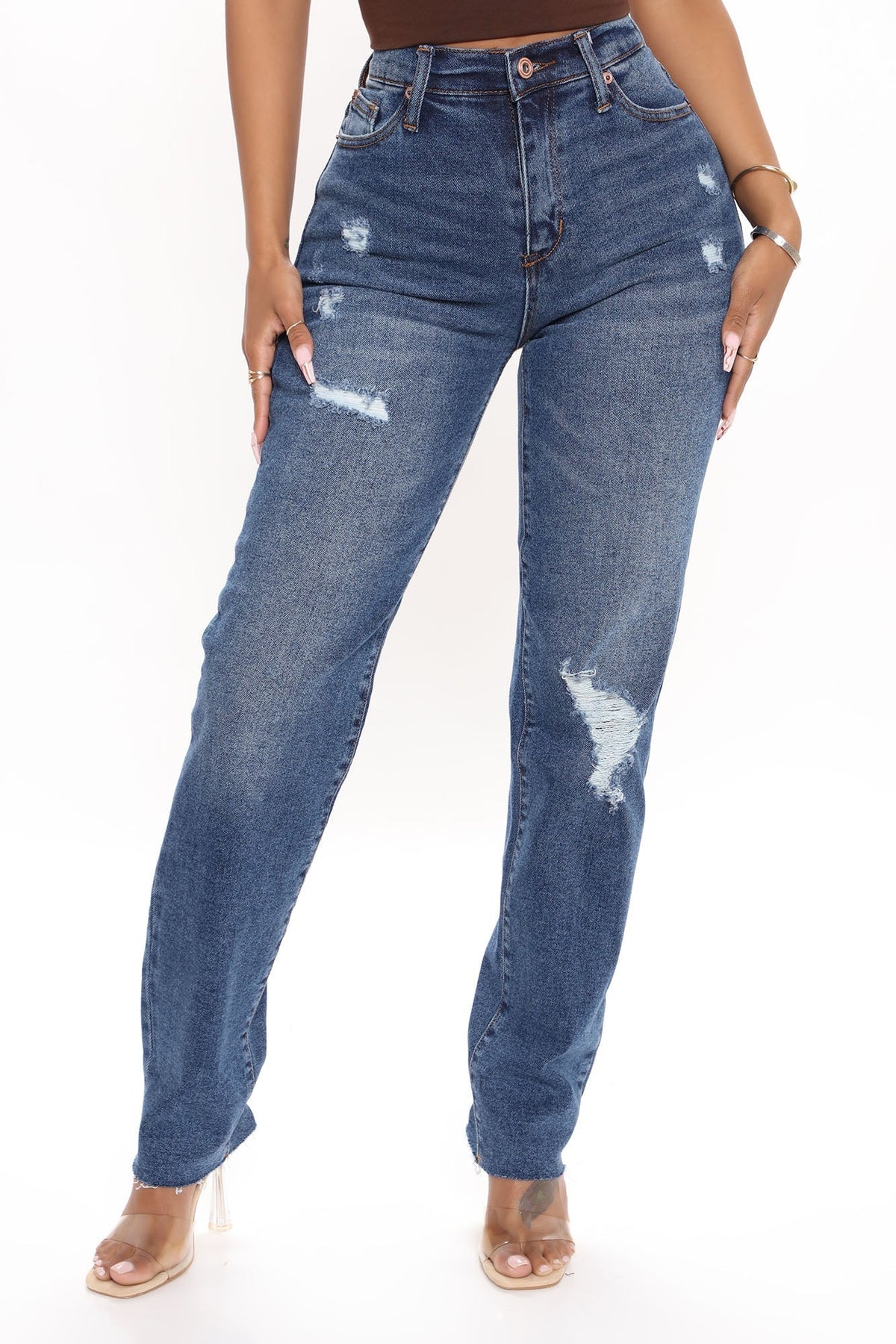 Survival Of The Fittest Ripped Boyfriend Jeans - Dark Wash