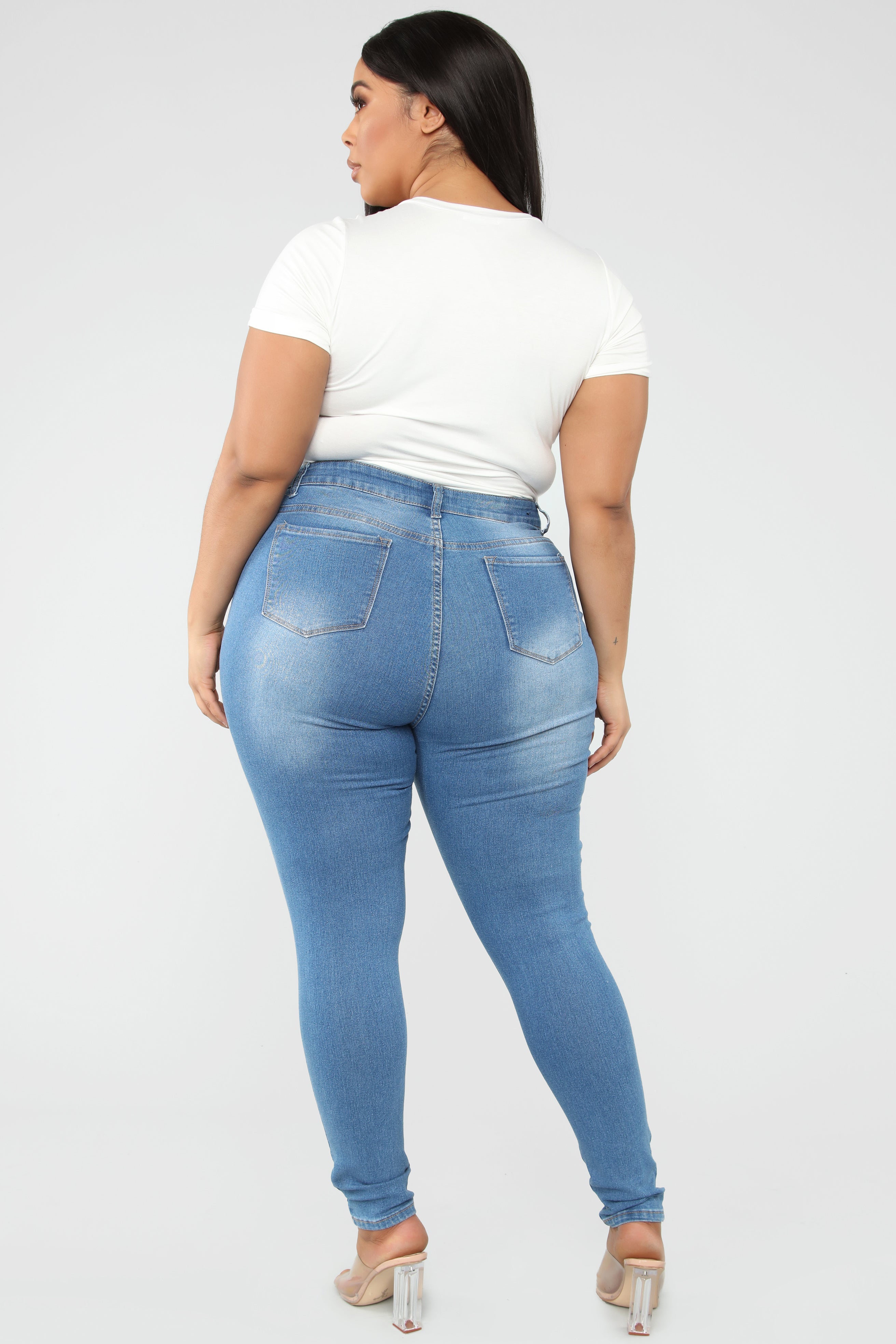 Bold Statement Skinny Jeans - Medium Denim Ins Street