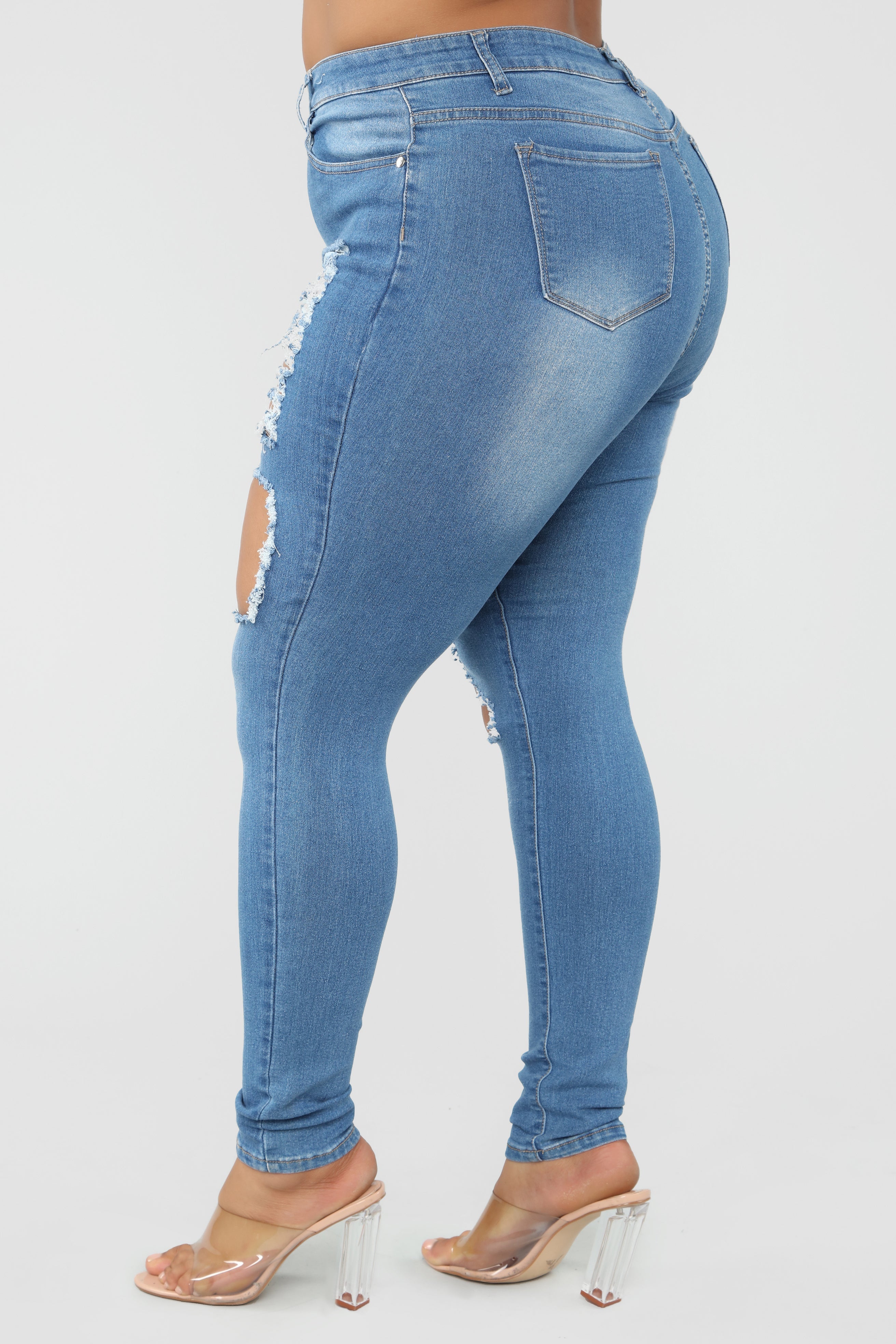 Bold Statement Skinny Jeans - Medium Denim Ins Street