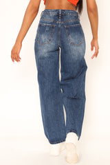 Street Style Non Stretch Destroyed Jeans - Dark Wash Ins Street