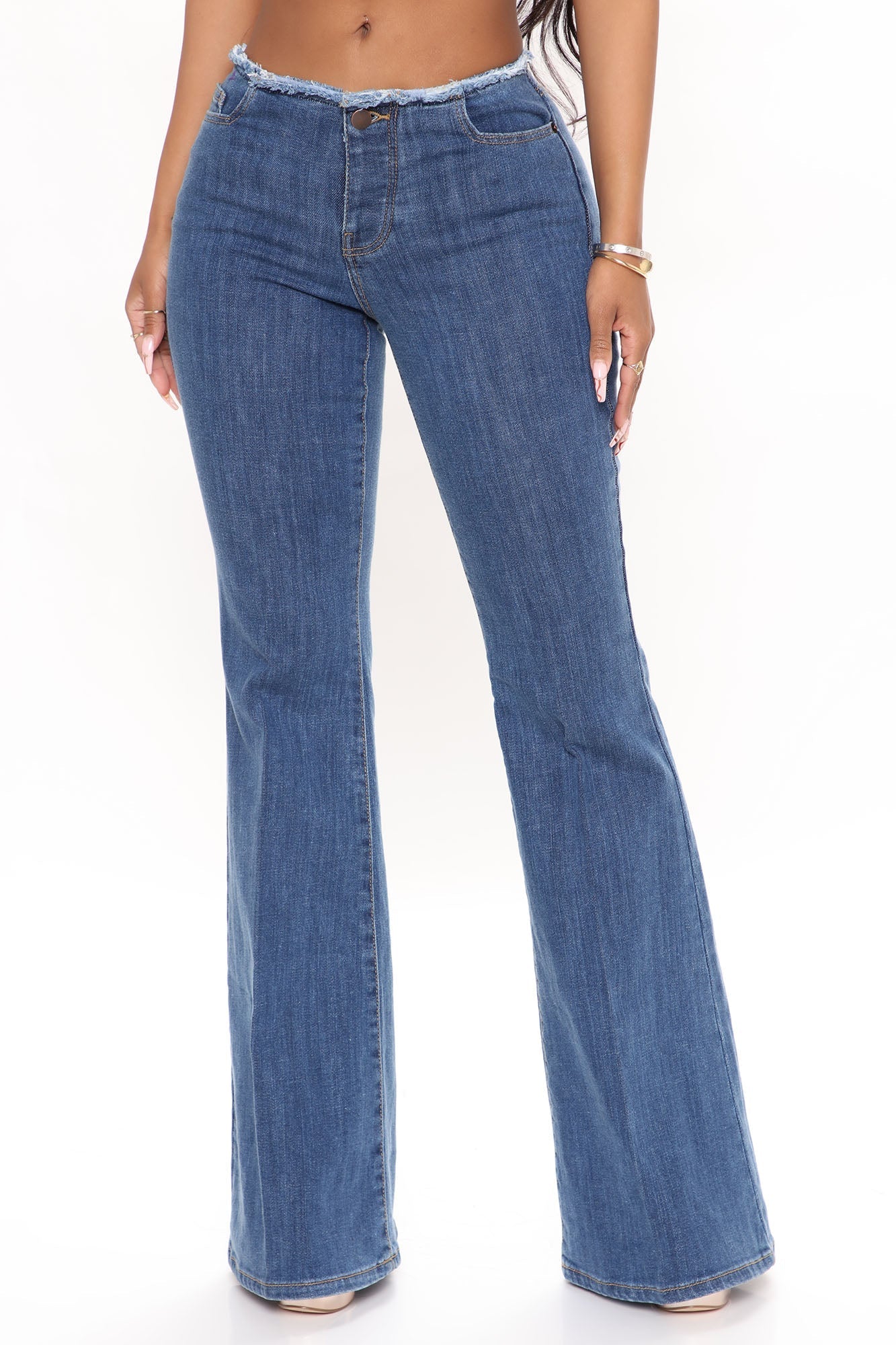 After All These Years Low Rise Flare Jeans - Medium Blue Wash Ins Street