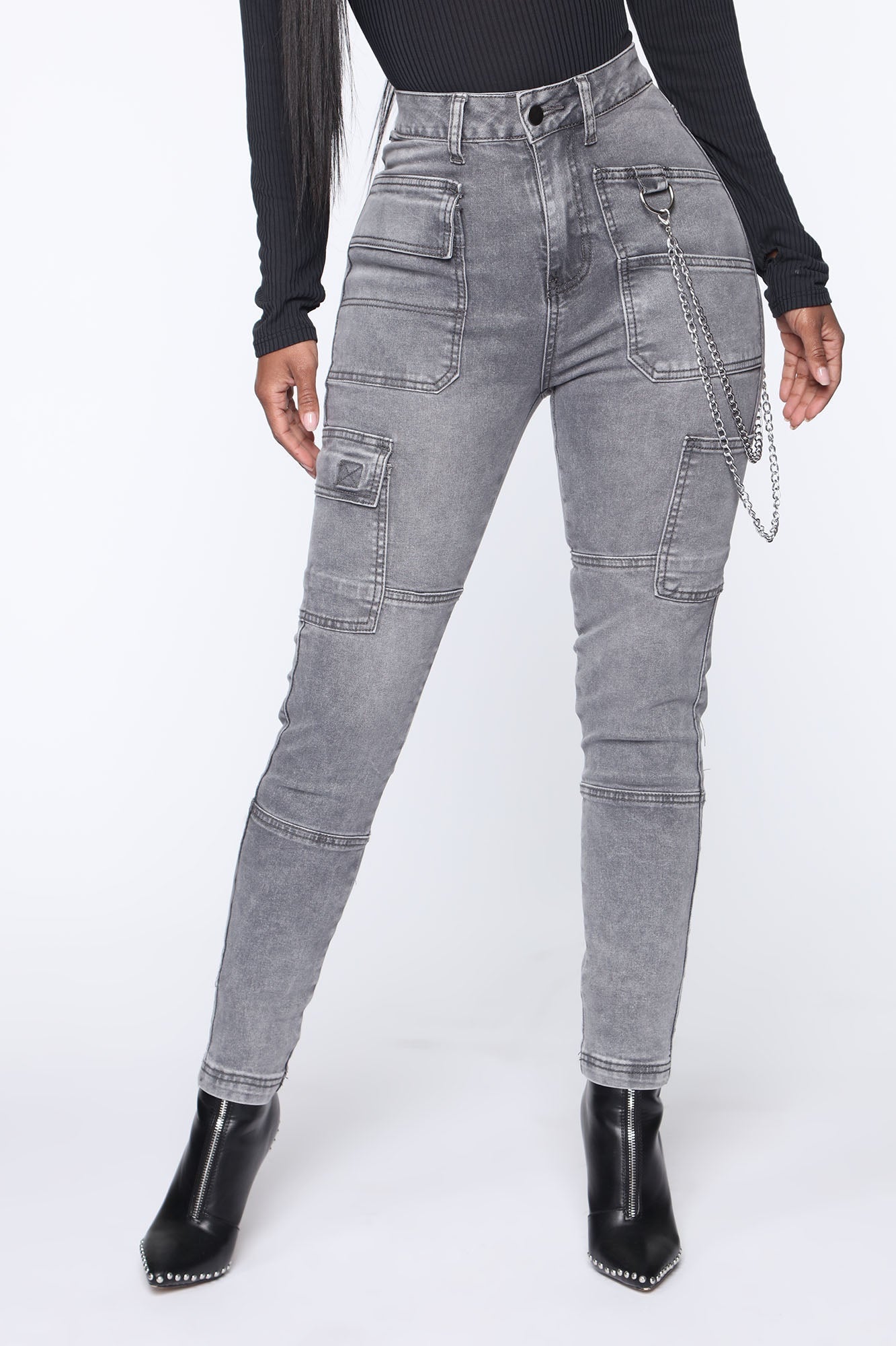 Off The Chain Cargo Jeans - Grey Ins Street