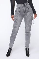 Off The Chain Cargo Jeans - Grey Ins Street
