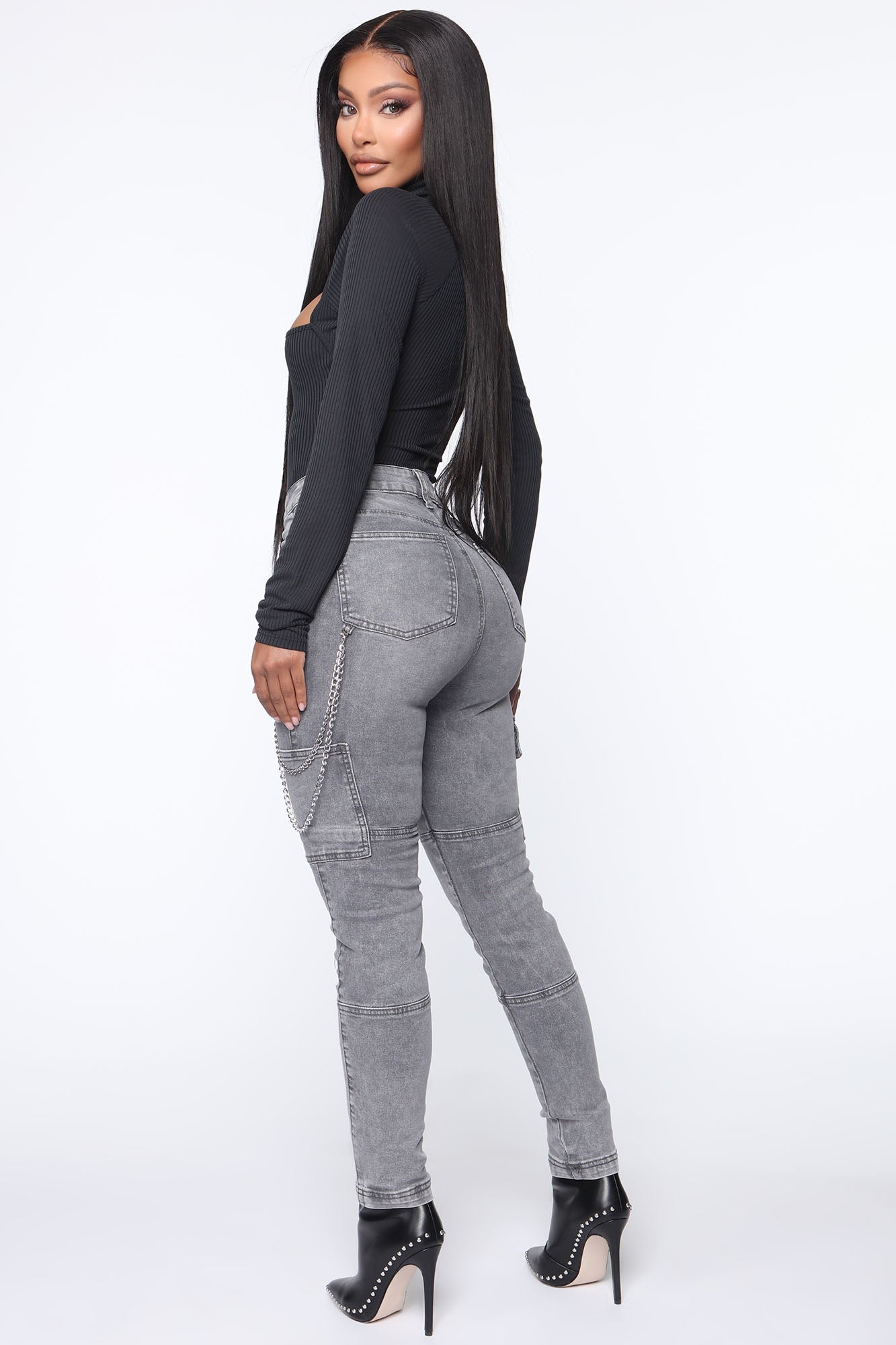 Off The Chain Cargo Jeans - Grey Ins Street