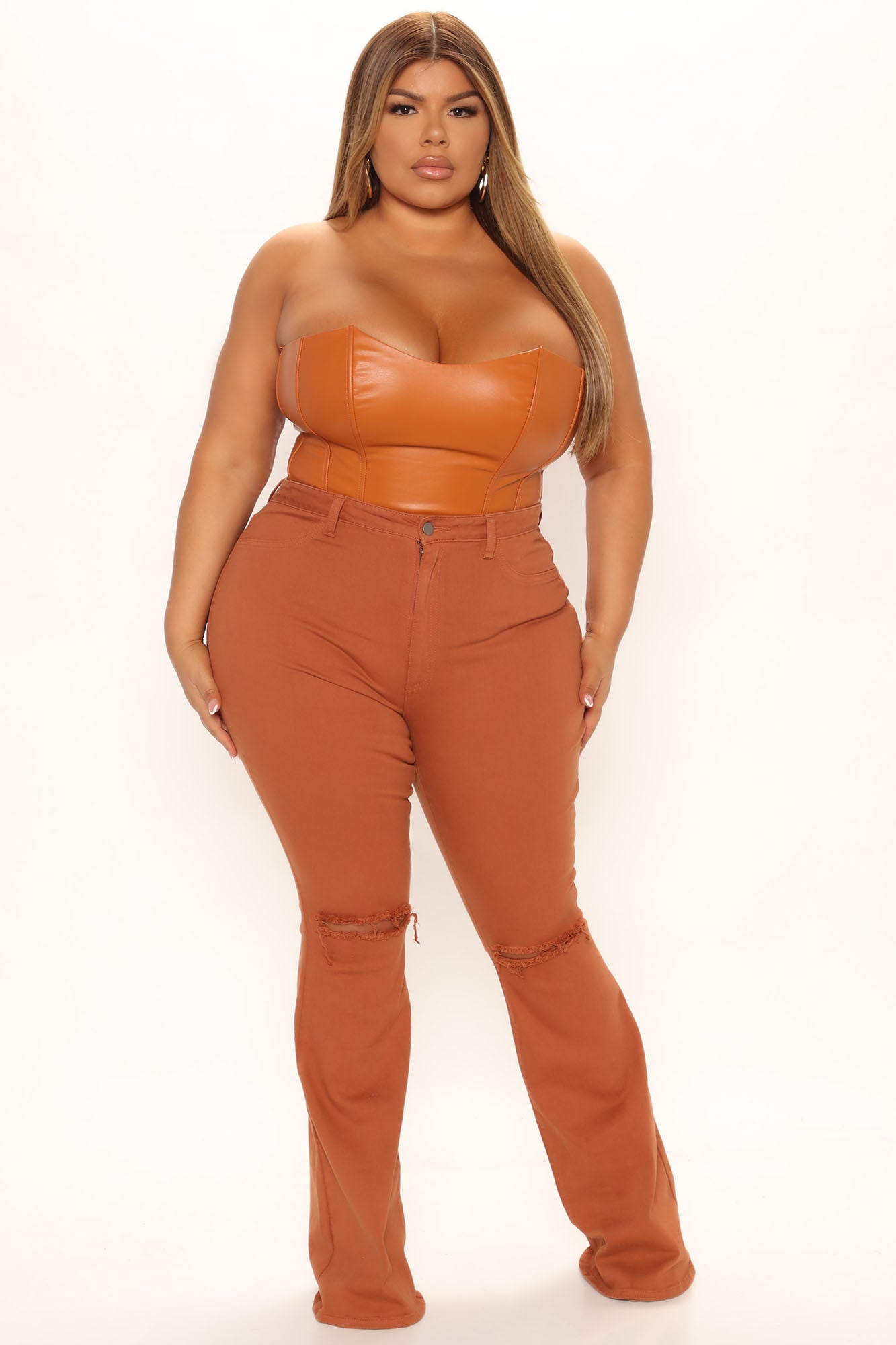 Here To Stay Flare Jeans - Cognac Ins Street