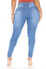 Bold Statement Skinny Jeans - Medium Denim Ins Street