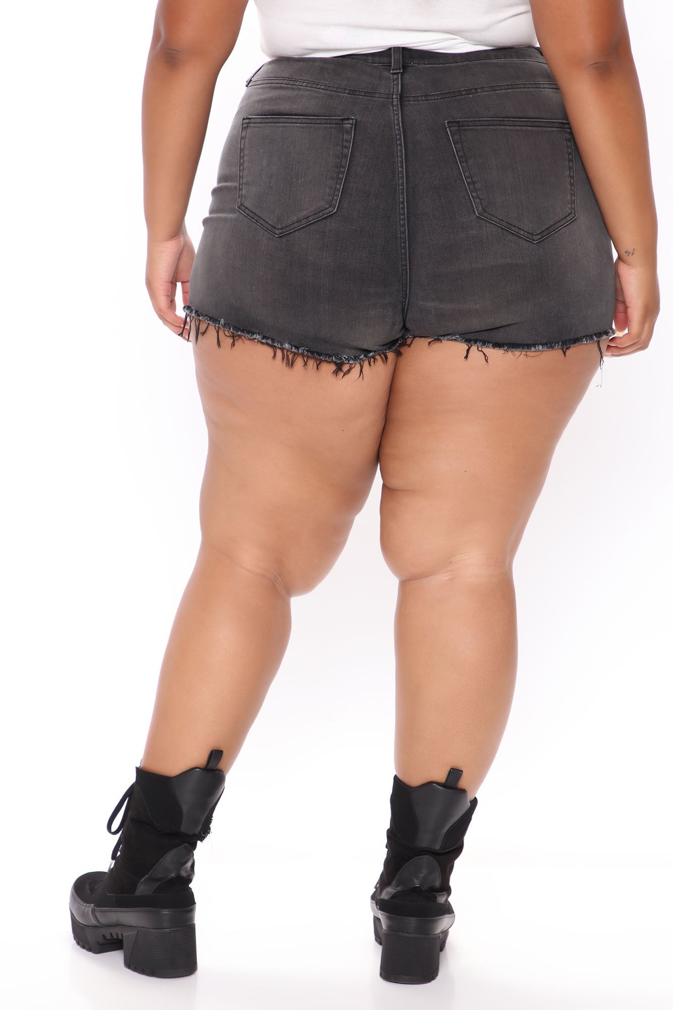 Classic Confidence High Waisted Denim Shorts - Black Ins Street