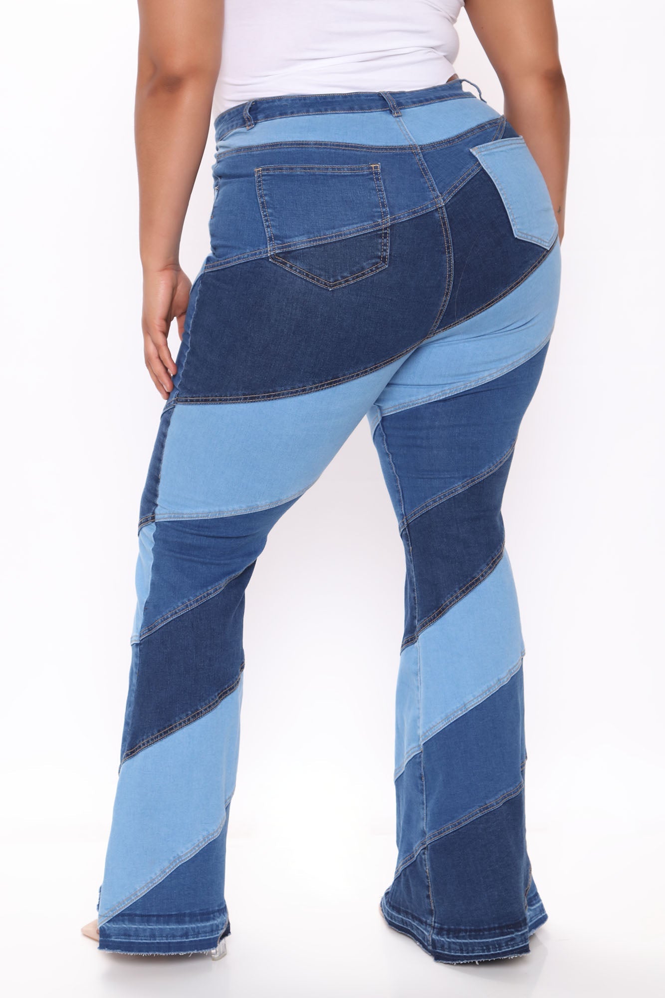 Spiraling Out Of Control Patchwork Flare Jeans - Blue/combo Ins Street