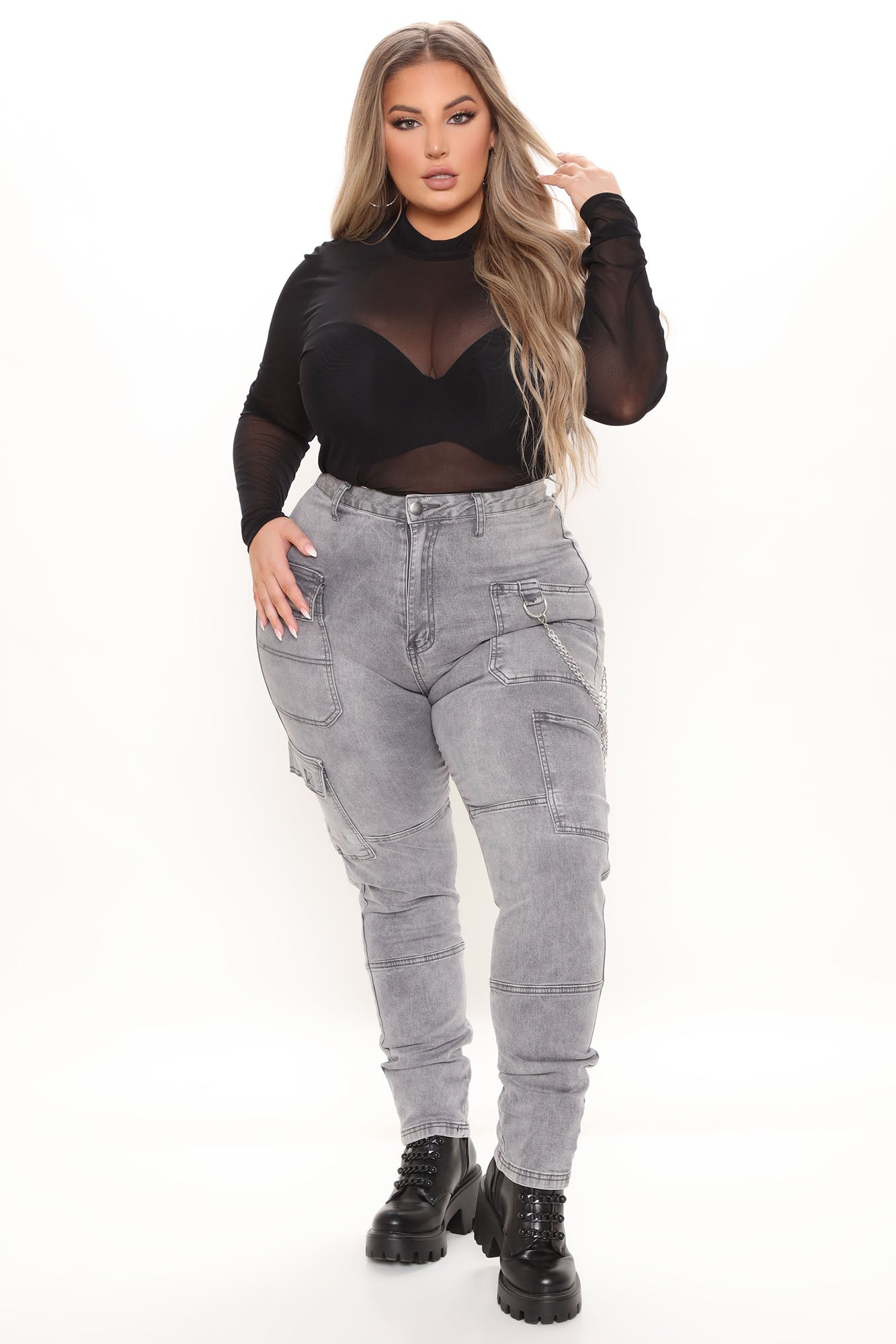 Off The Chain Cargo Jeans - Grey Ins Street