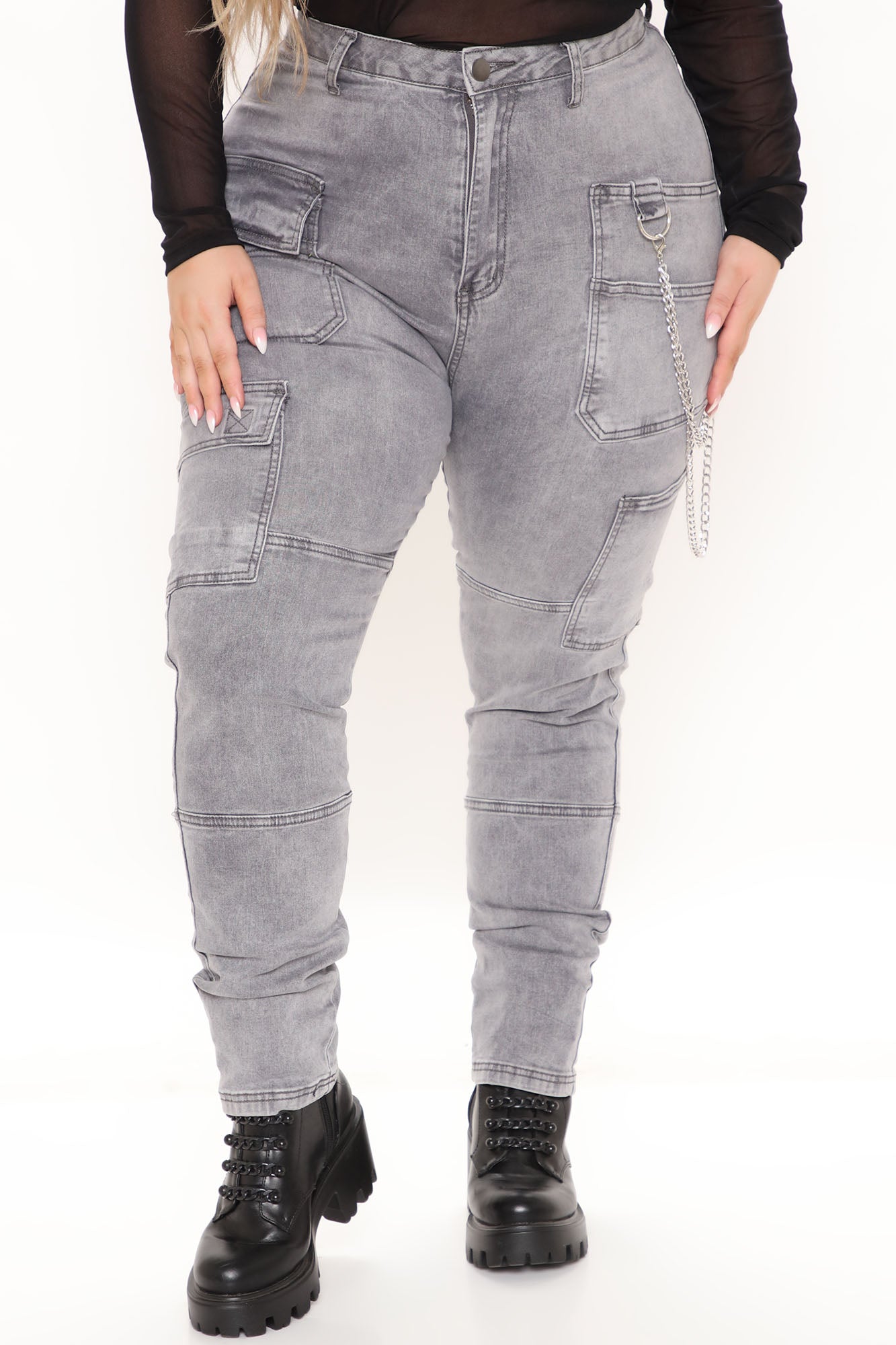 Off The Chain Cargo Jeans - Grey Ins Street