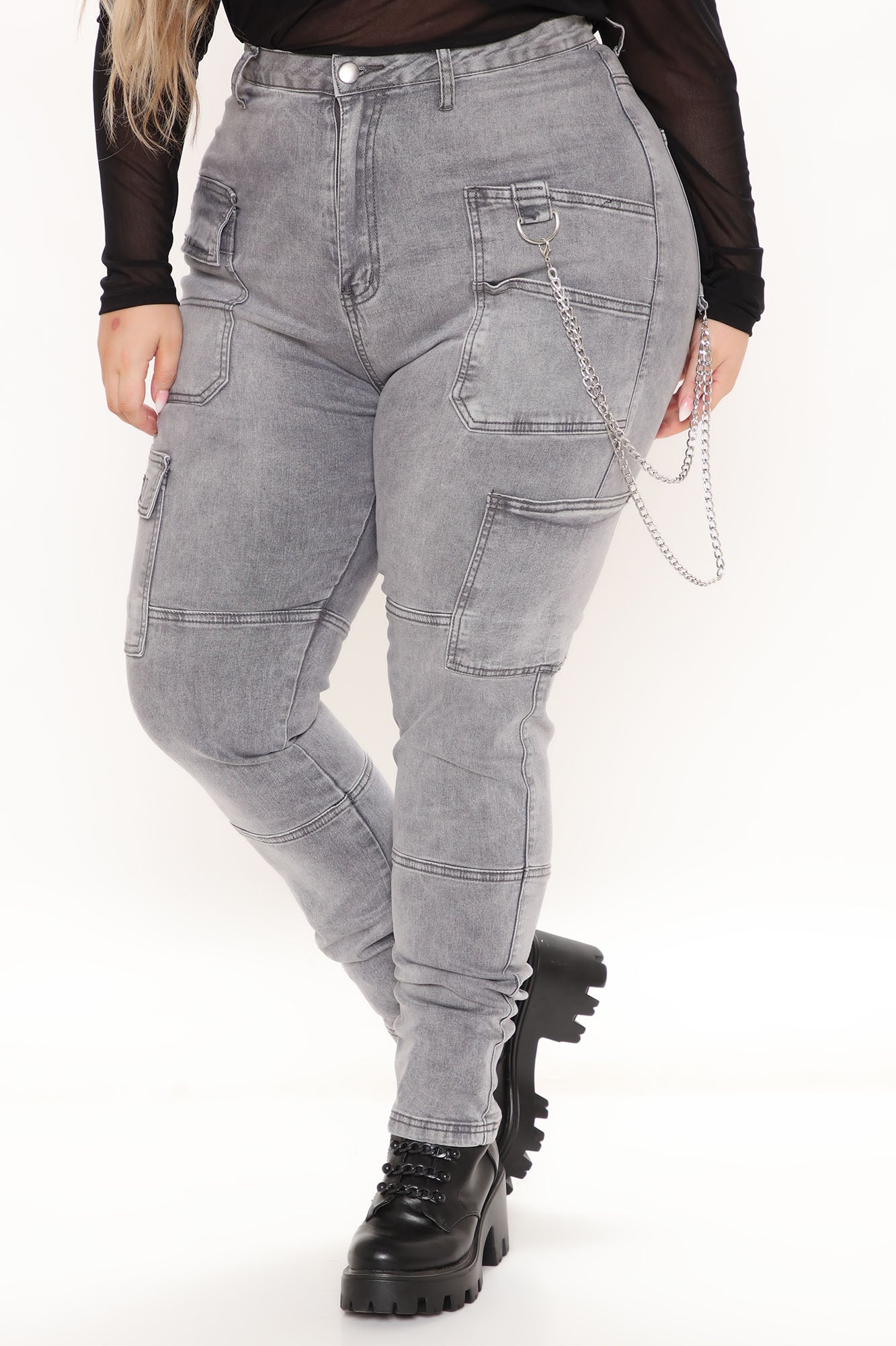 Off The Chain Cargo Jeans - Grey Ins Street
