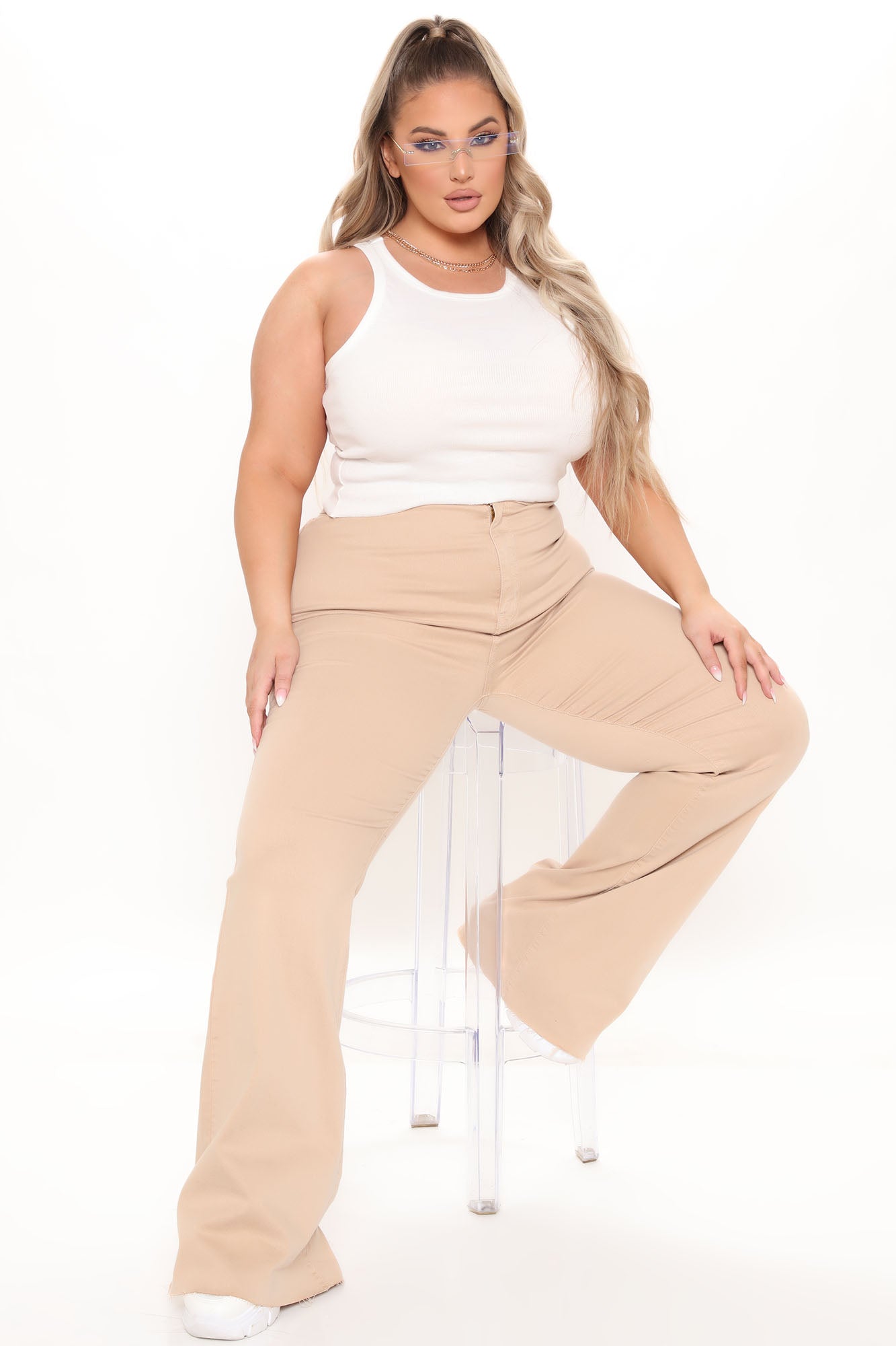 The Time Is Now High Rise Flare Jeans - Khaki Ins Street
