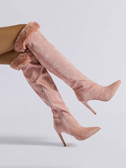 Suede Stiletto Heeled Boots