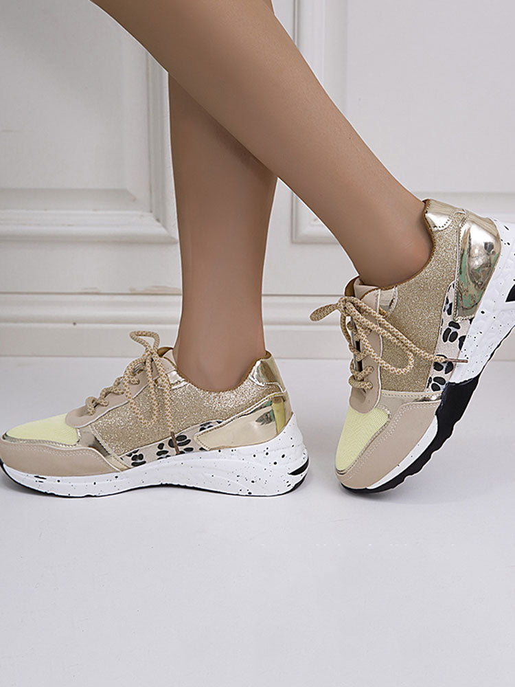 Glitter Leopard Print Casual Sneakers