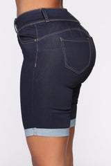 Lift Me Up Bermuda Shorts - Dark Denim