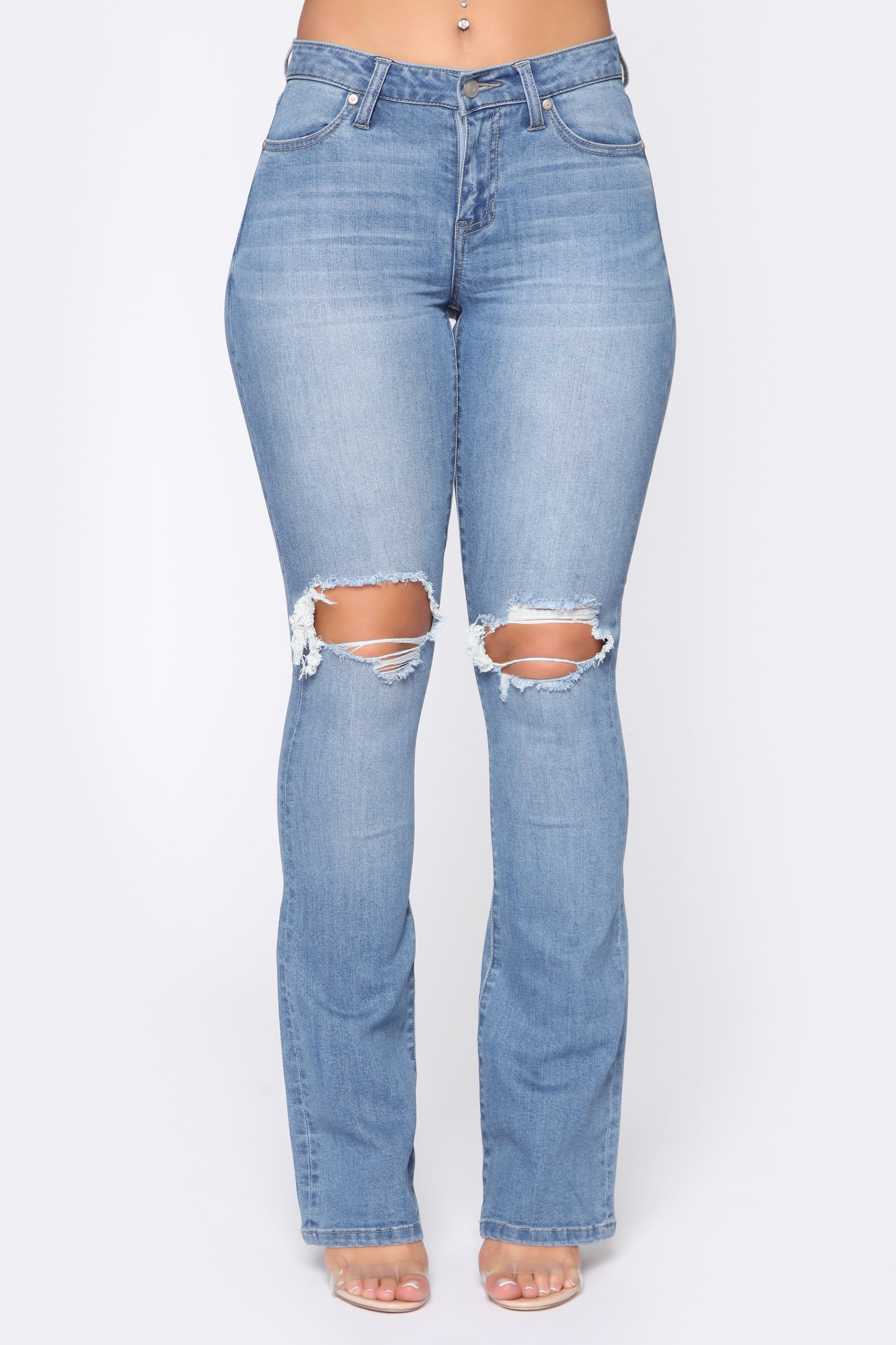Jessie Mid Rise Distressed Bootcut Jean - Light Blue Wash Ins Street
