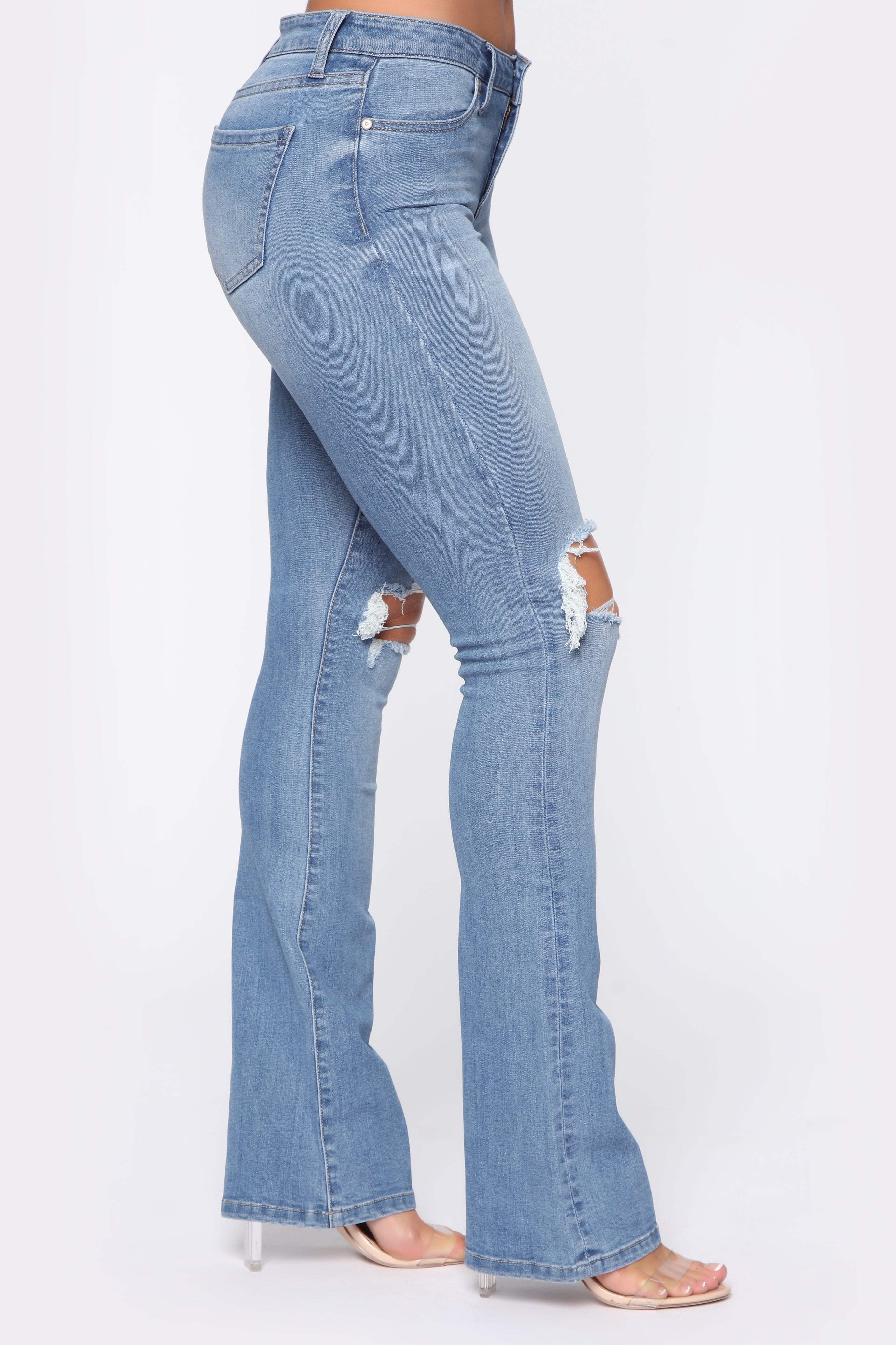 Jessie Mid Rise Distressed Bootcut Jean - Light Blue Wash Ins Street