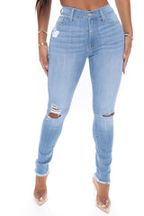 Out Of This World Luxe Stretch Skinny Jeans - Light Blue Wash Ins Street