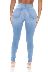 Out Of This World Luxe Stretch Skinny Jeans - Light Blue Wash Ins Street