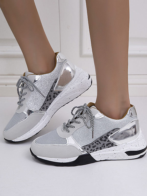 Glitter Leopard Print Casual Sneakers