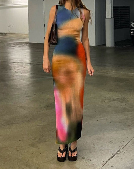 Earthen Farbverlauf Maxikleid mit Schlitz 