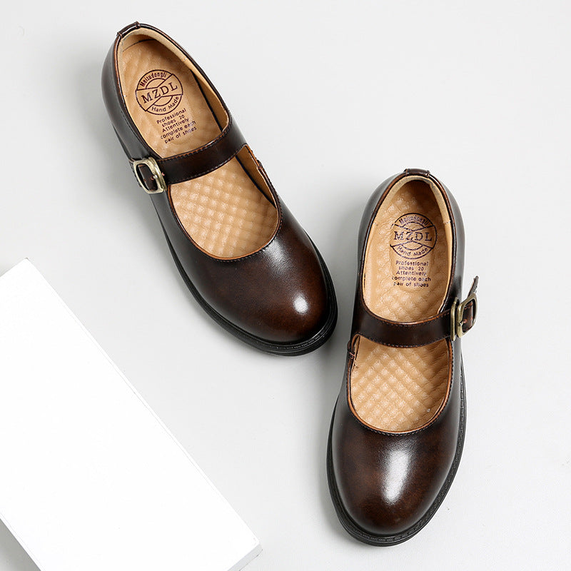 Mary Janes Shoes Leather Chunky Uniform Dress Shoes