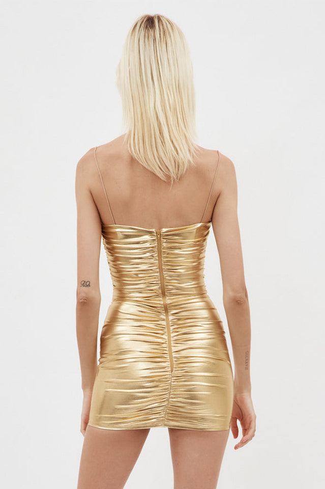 Corin Ruched Metallic Minidress