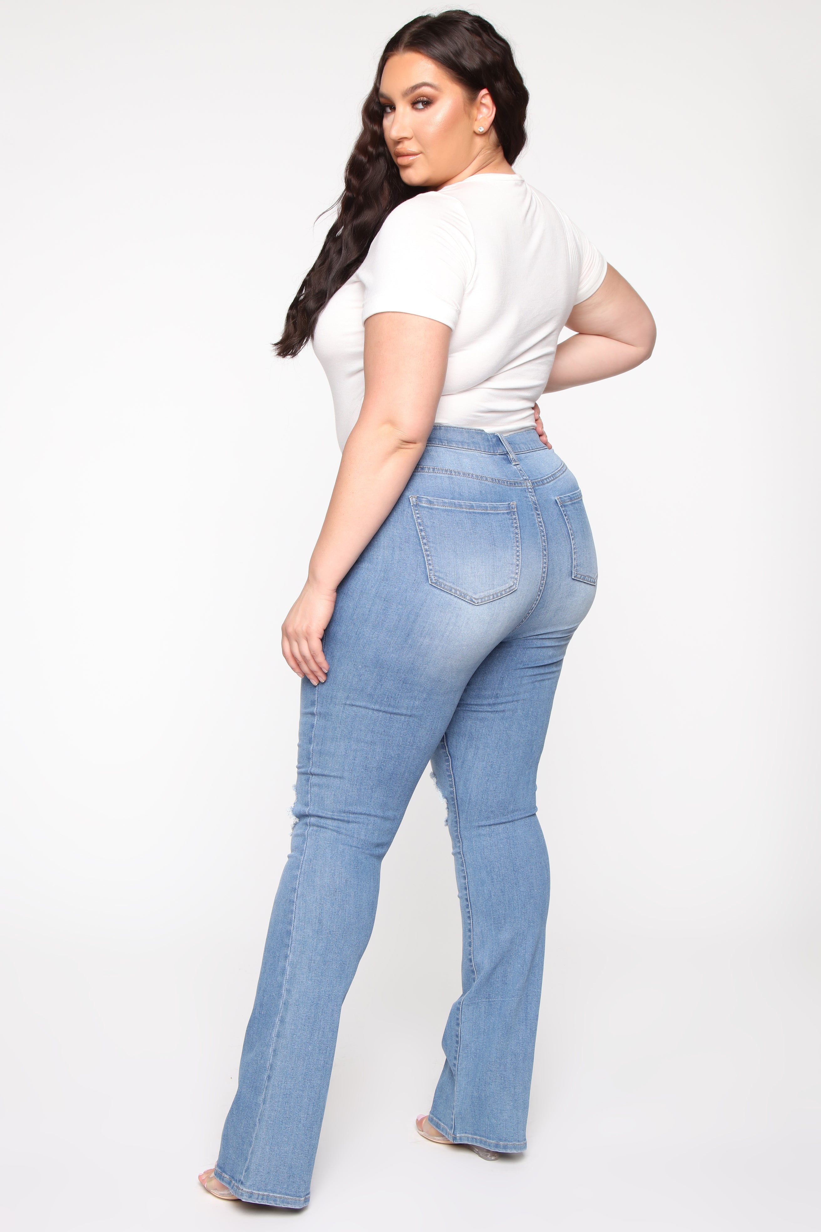 Jessie Mid Rise Distressed Bootcut Jean - Light Blue Wash Ins Street