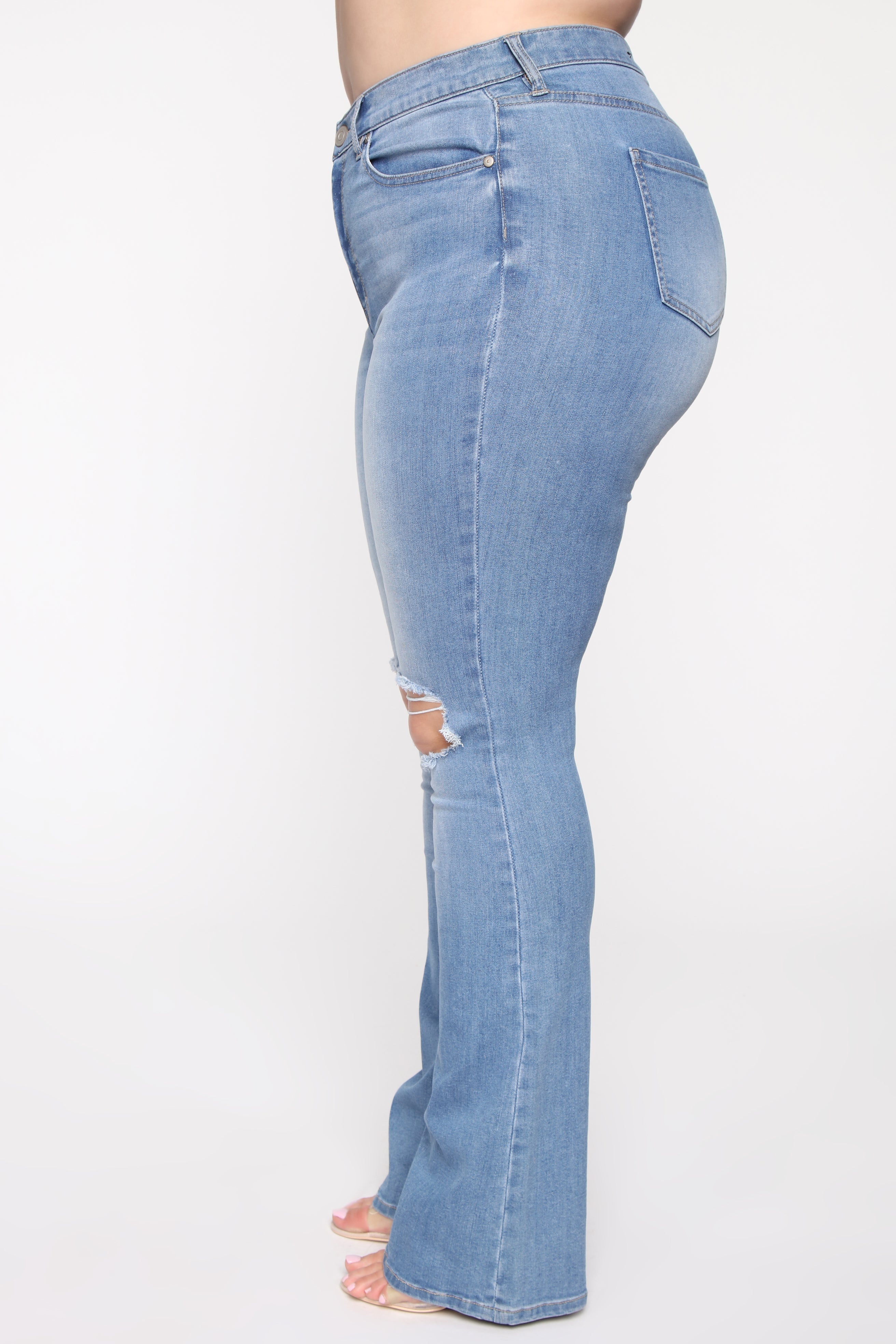 Jessie Mid Rise Distressed Bootcut Jean - Light Blue Wash Ins Street