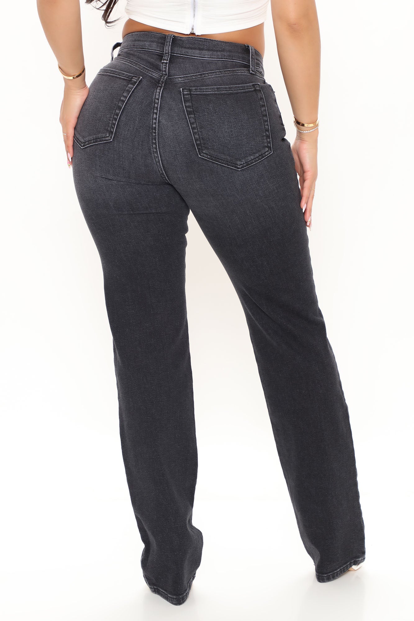 V Nice To Meet You Jeans mit geradem Bein - Schwarz