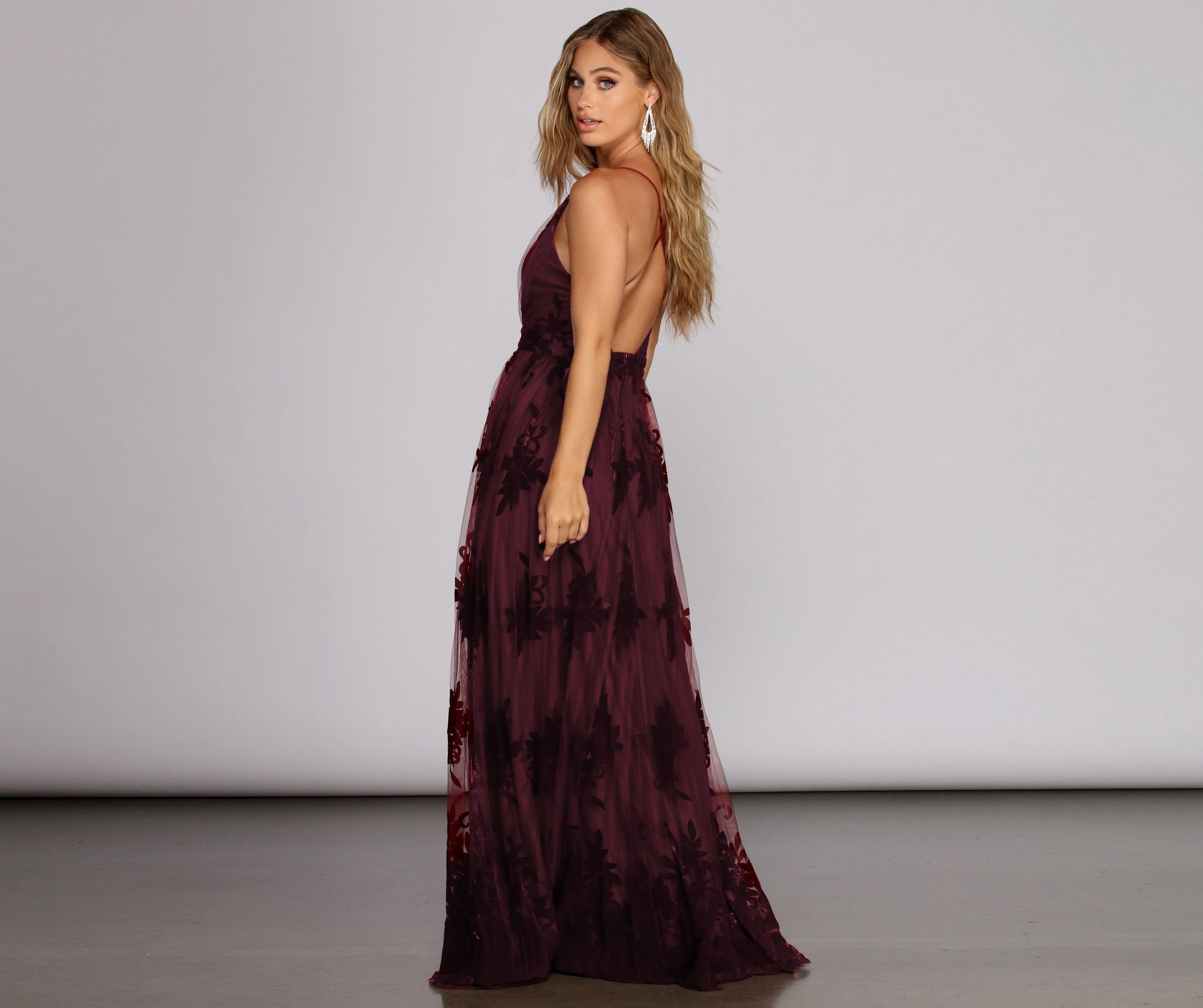 Morgan Formal Flocked Velvet Dress