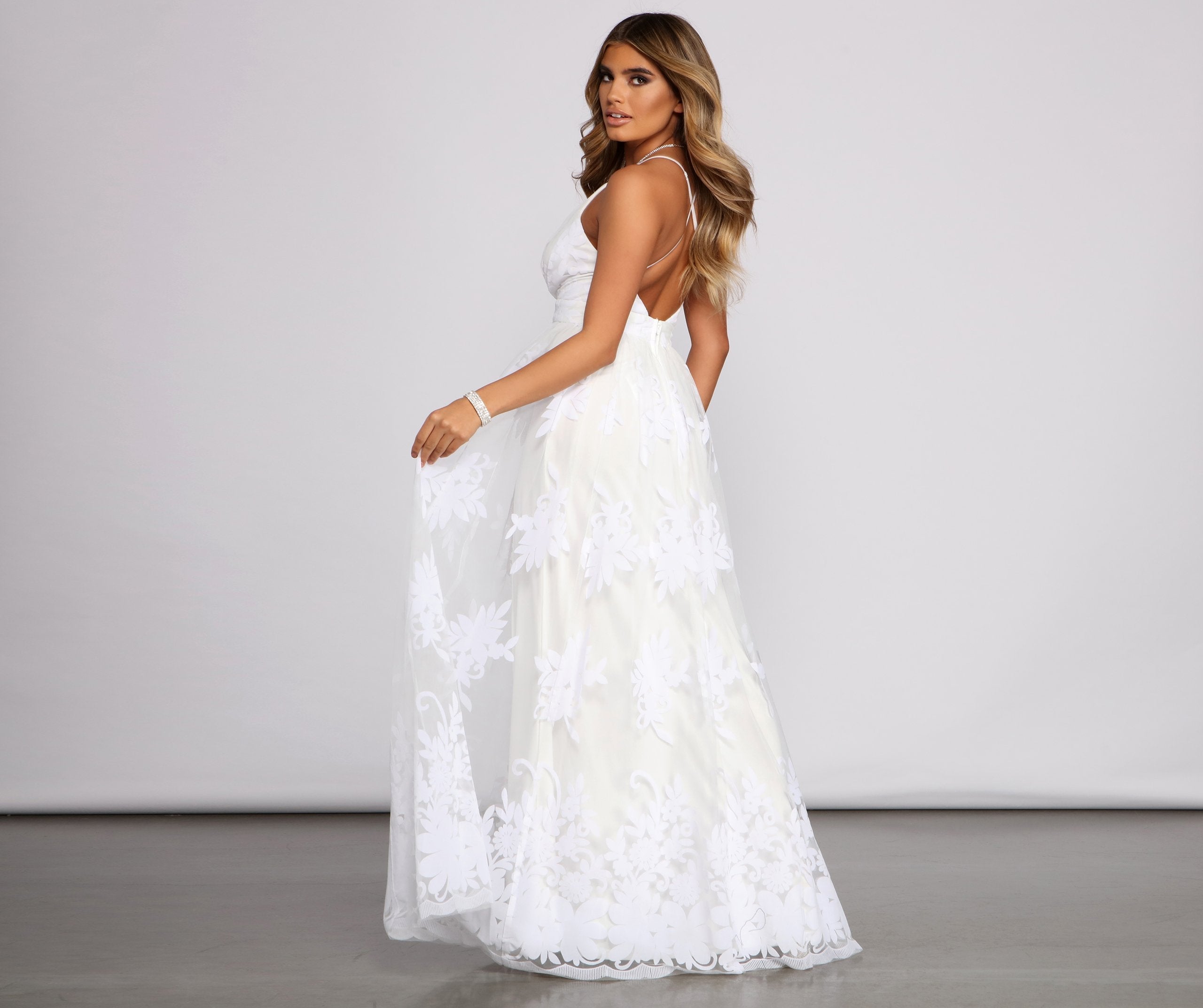 Morgan Formal Flocked Velvet Dress