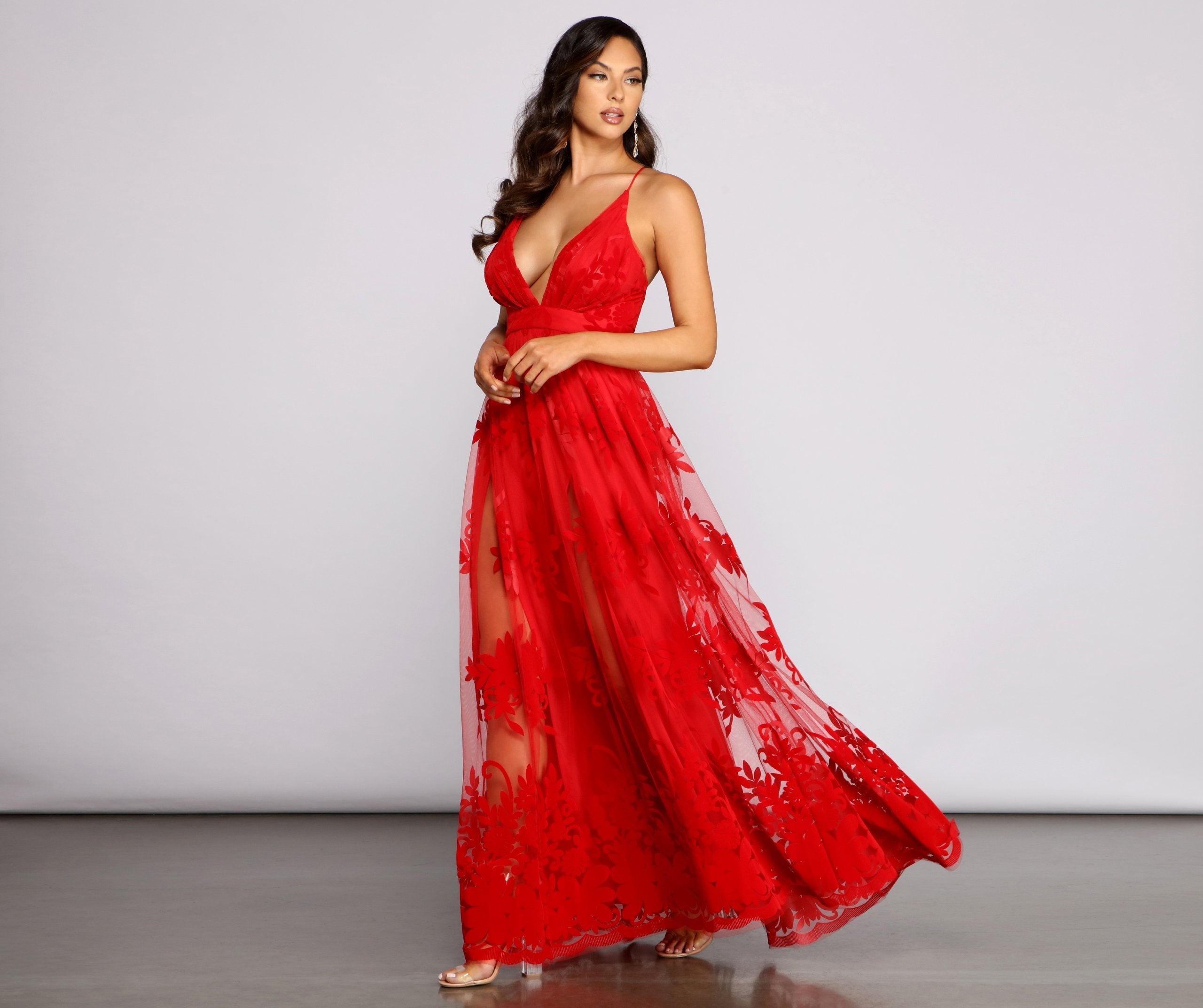 Morgan Formal Flocked Velvet Dress