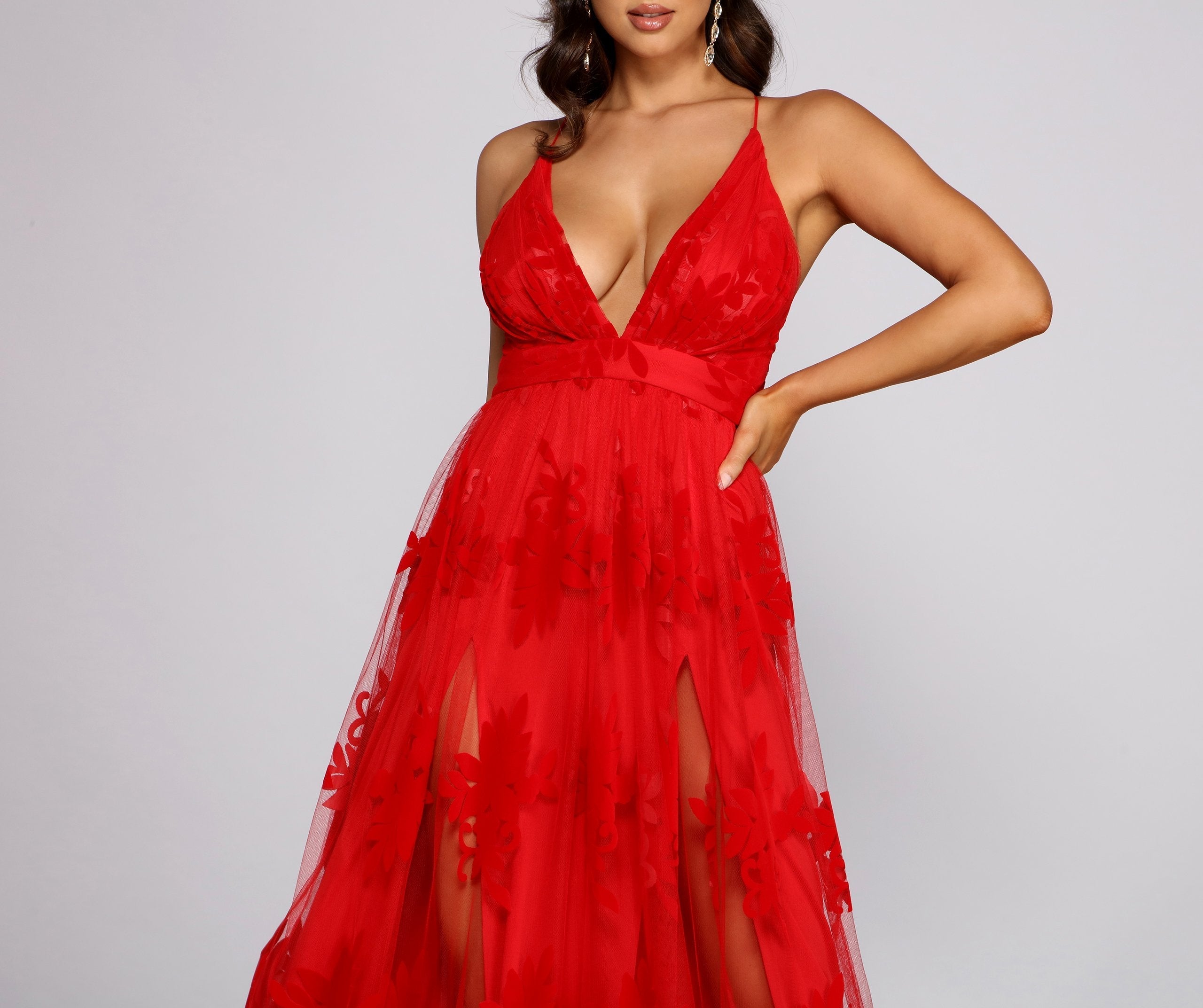 Morgan Formal Flocked Velvet Dress