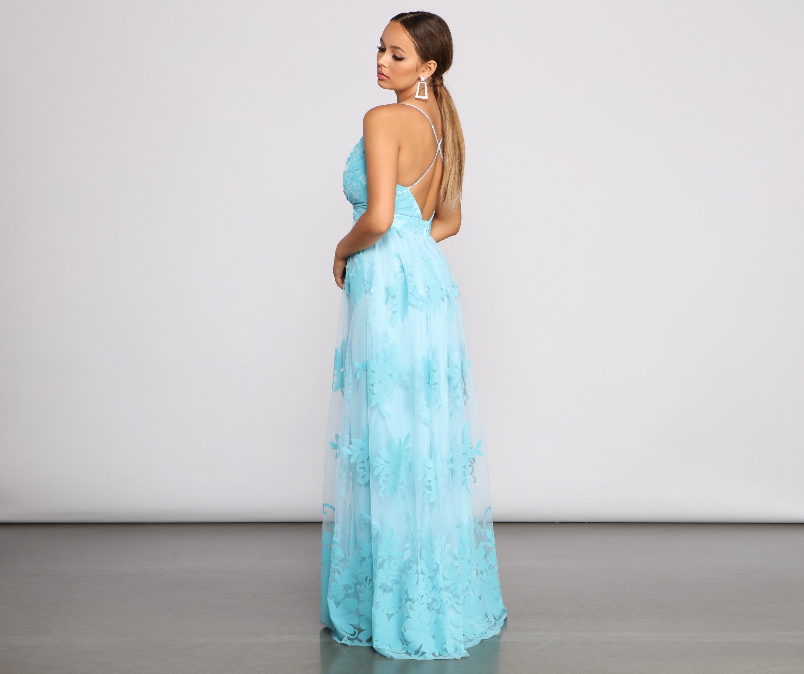 Morgan Formal Flocked Velvet Dress
