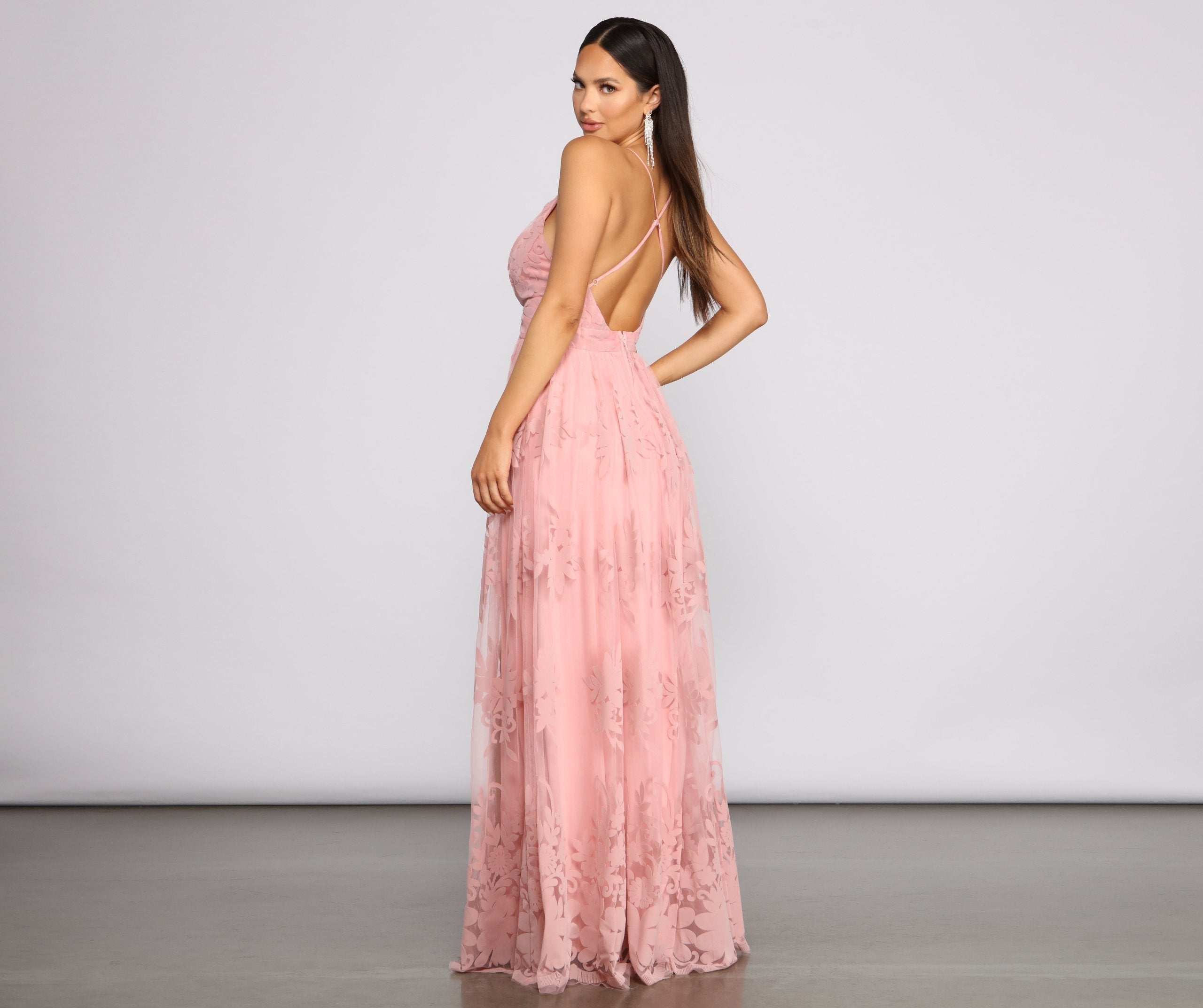 Morgan Formal Flocked Velvet Dress