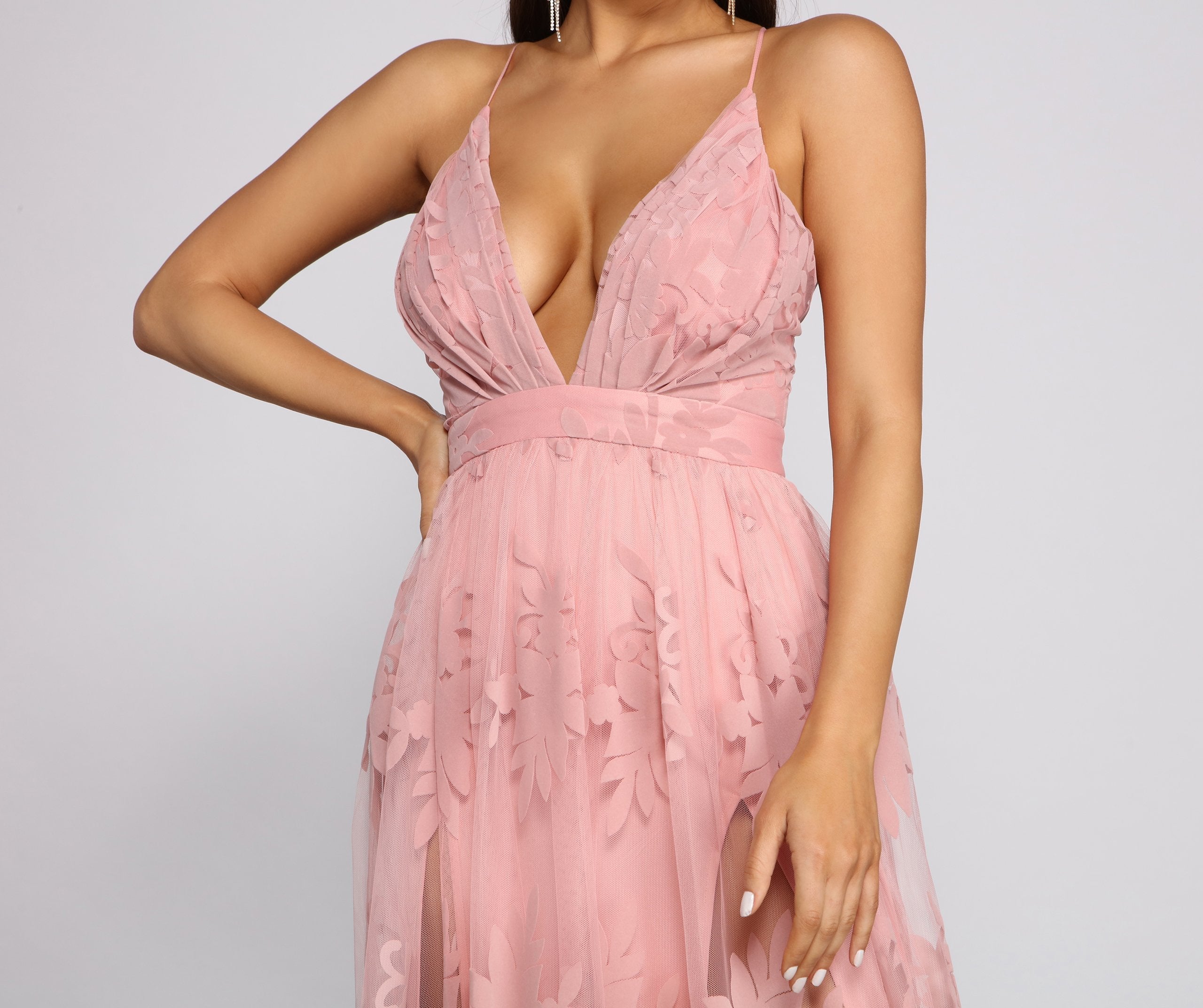 Morgan Formal Flocked Velvet Dress