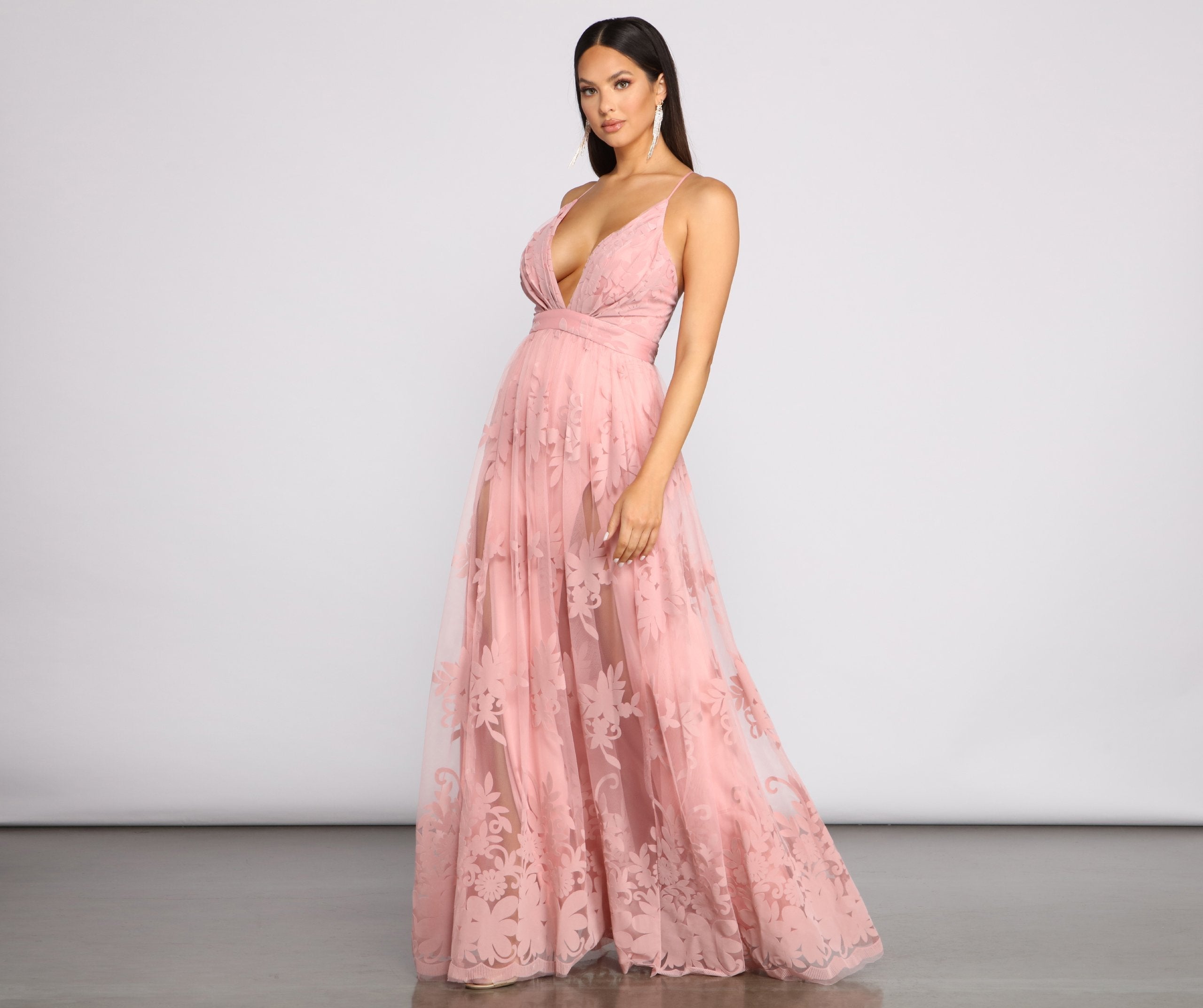 Morgan Formal Flocked Velvet Dress