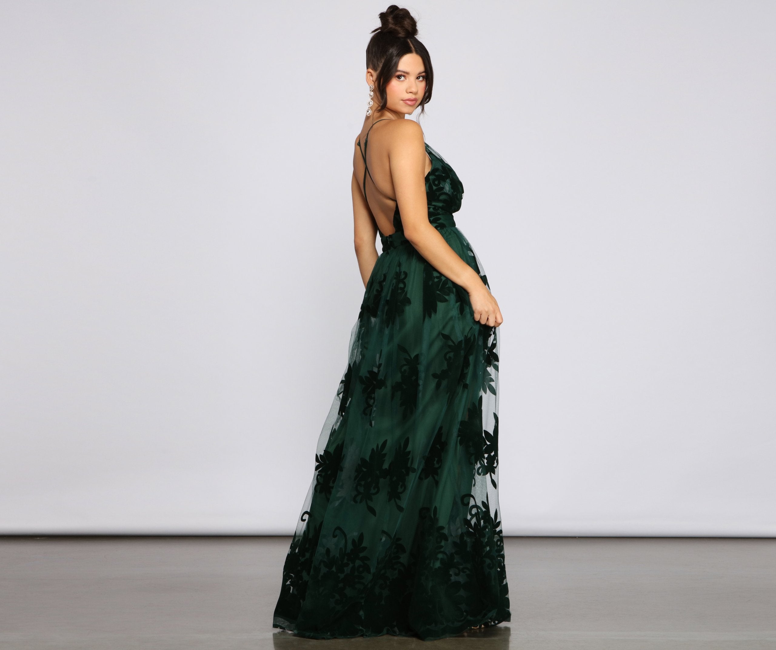 Morgan Formal Flocked Velvet Dress