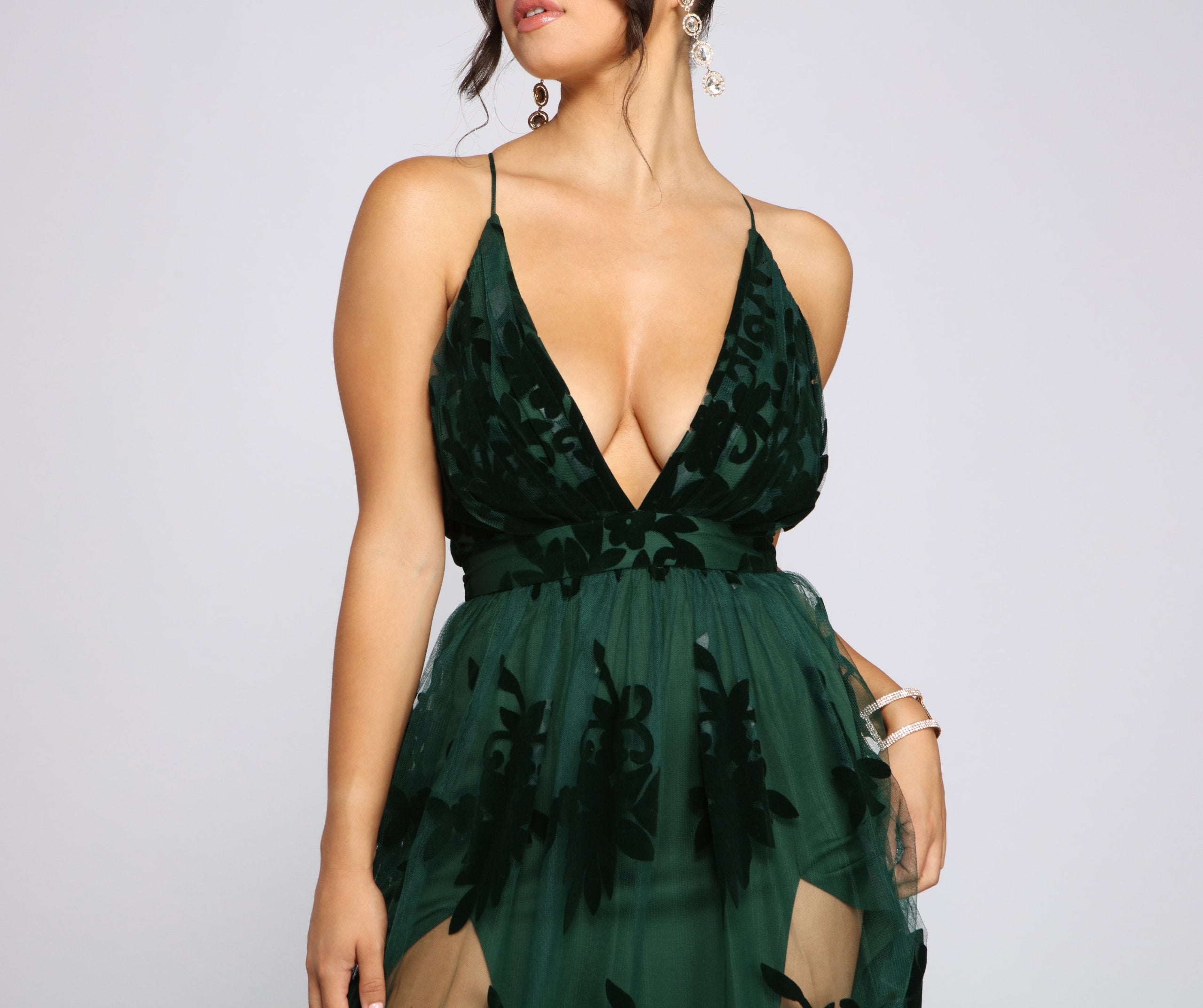 Morgan Formal Flocked Velvet Dress